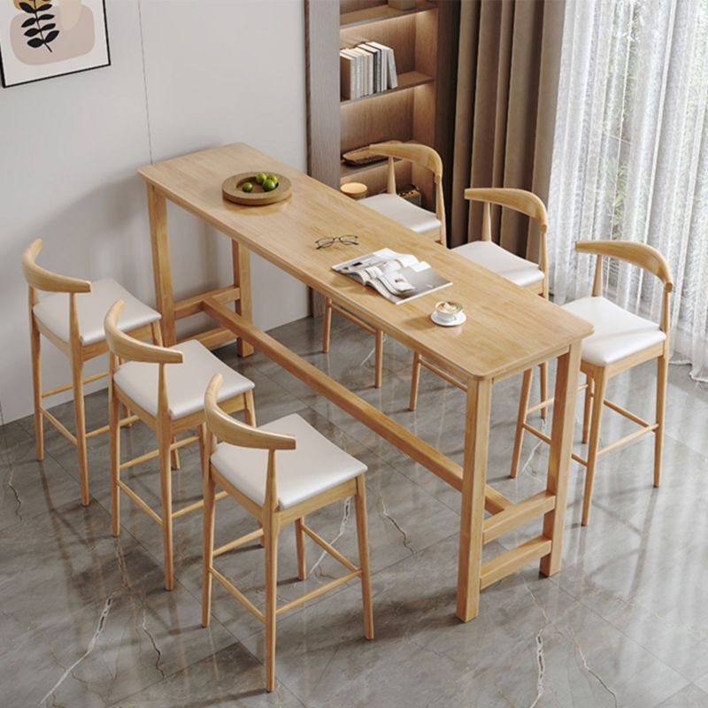 Modern Indoor Bar Stool Table Rectangle Wood Bar Dining Table