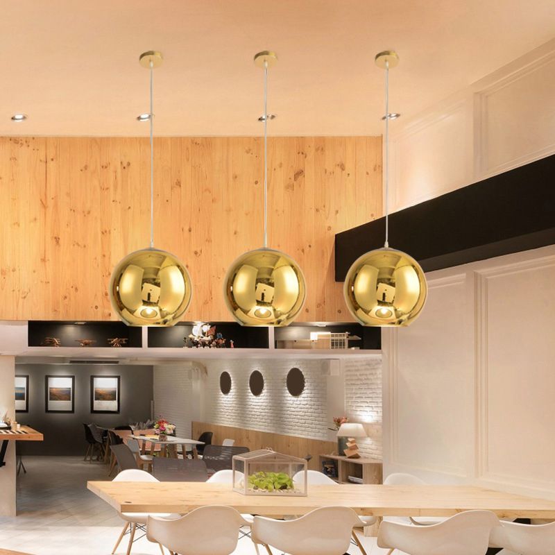 Bulbe simple de style moderne suspendu léger miroir à miroir en verre pendant à la teinte pour salle à manger de chambre à coucher
