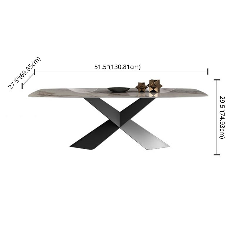 Modern Style Sintered Stone Dining Table with White Table and Pedestal Base for Home Use