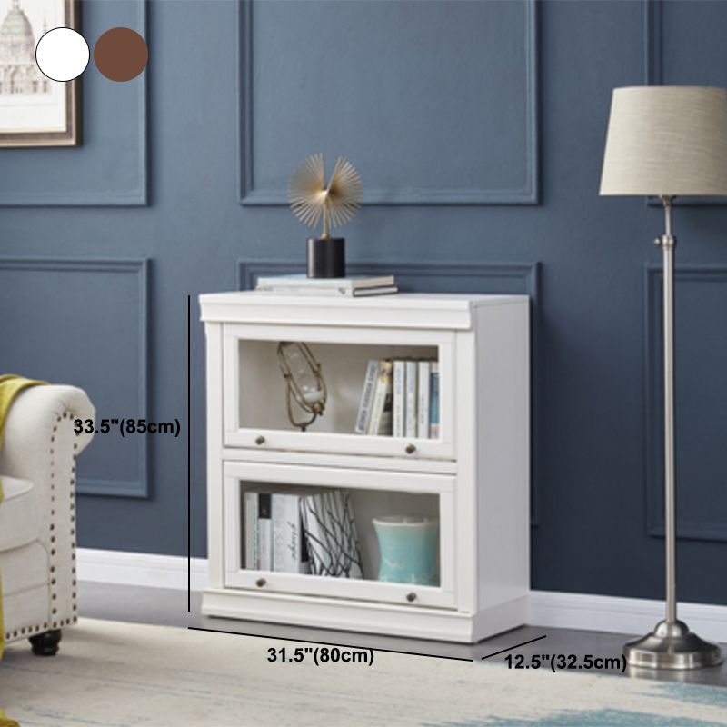 Closed Back Bookcase Modern Solid Wood Rectangular Shelves with Doors