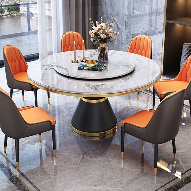 Metal Modern Style Round Dining Table Sintered Stone Table for Home Kitchen