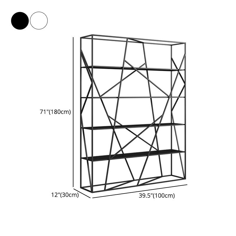 Metal Vertical Standard Bookcase Contemporary Style Open Back Shelf