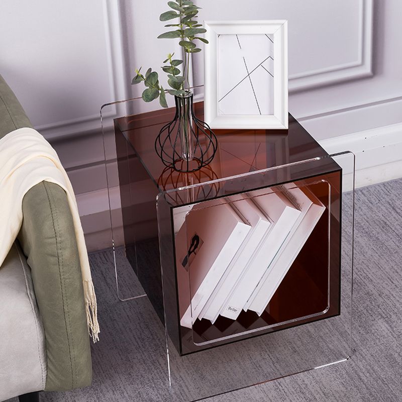 Modern Square End Table Double Tier Corner Table with Storage