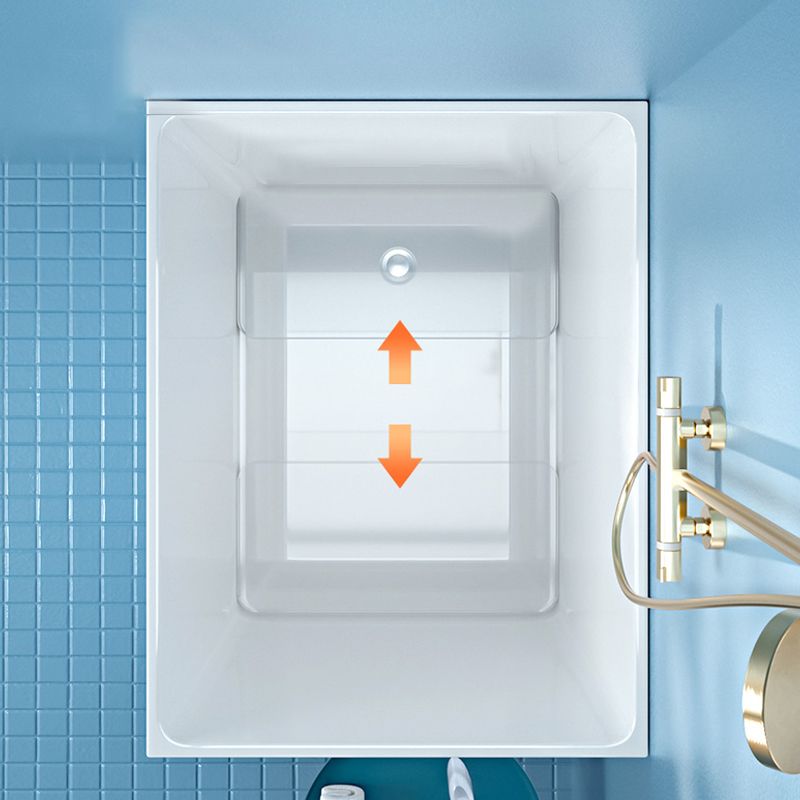 Modern Rectangle White Bathtub Acrylic Back to Wall with Drain Bath Tub