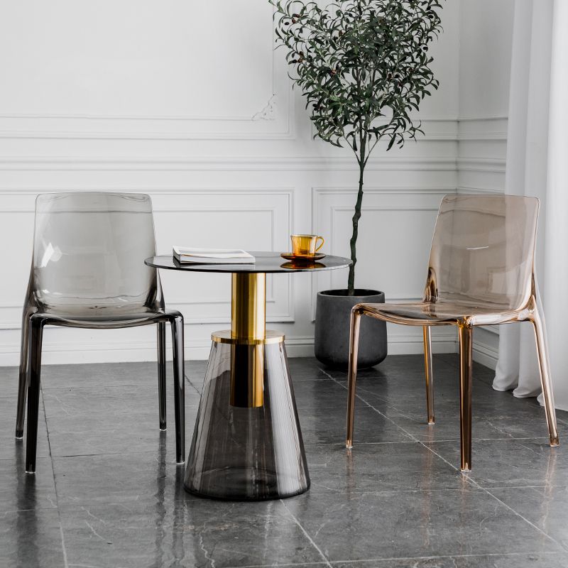 Modern Acrylic Armless Solid Back Dining Accent Chair for Home
