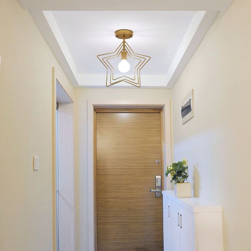 Modern Semi Flush Mount Lighting 1 Light Metal Semi Flush