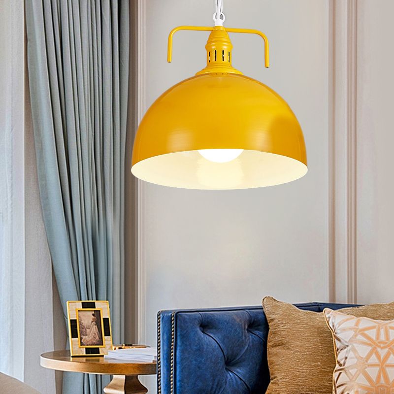 12 "/16" W ciotola soggiorno illuminazione a sospensione industriale Metallico 1 Finitura appesa rossa/gialla leggera/ruggine