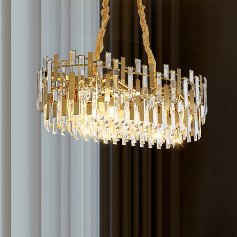 Geometria in stile contemporaneo forma isola luci di cristallo isola illuminazione in oro