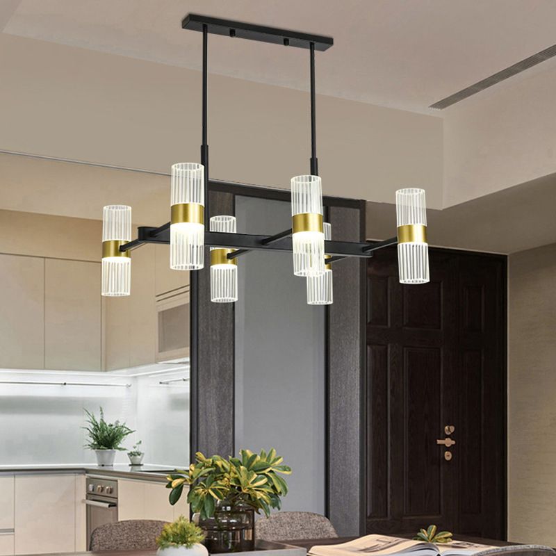Metal Cylinder Island Pendant Modern Multiple-Light Island Lighting in Kitchen