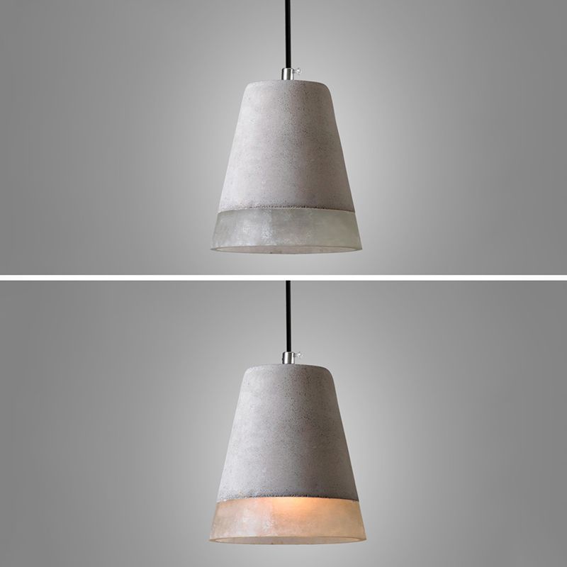 1-leichte graue Schatten-Anhängerlampe moderne minimalistische Zementlampe für Wohnzimmer