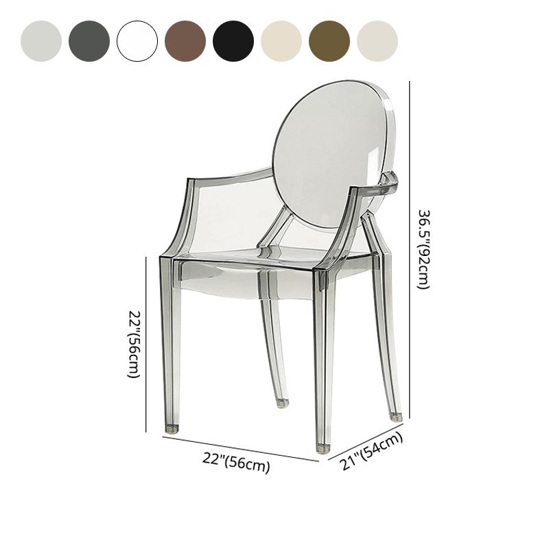 Sillón de plástico contemporáneo para restaurante, silla de comedor transparente con respaldo abierto (juego de 4)