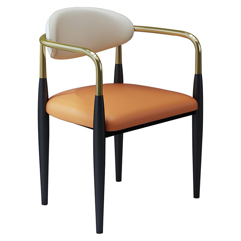 Modern Faux Leather Dining Chair Open Back Dining Side Furniture in Matte Finish for Home