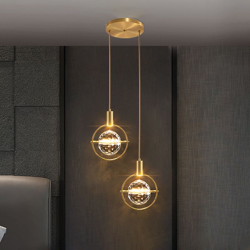 Elektroplate IJzeren hanglamp in moderne luxe stijl kristallen wereldhangende lamp voor slaapkamer