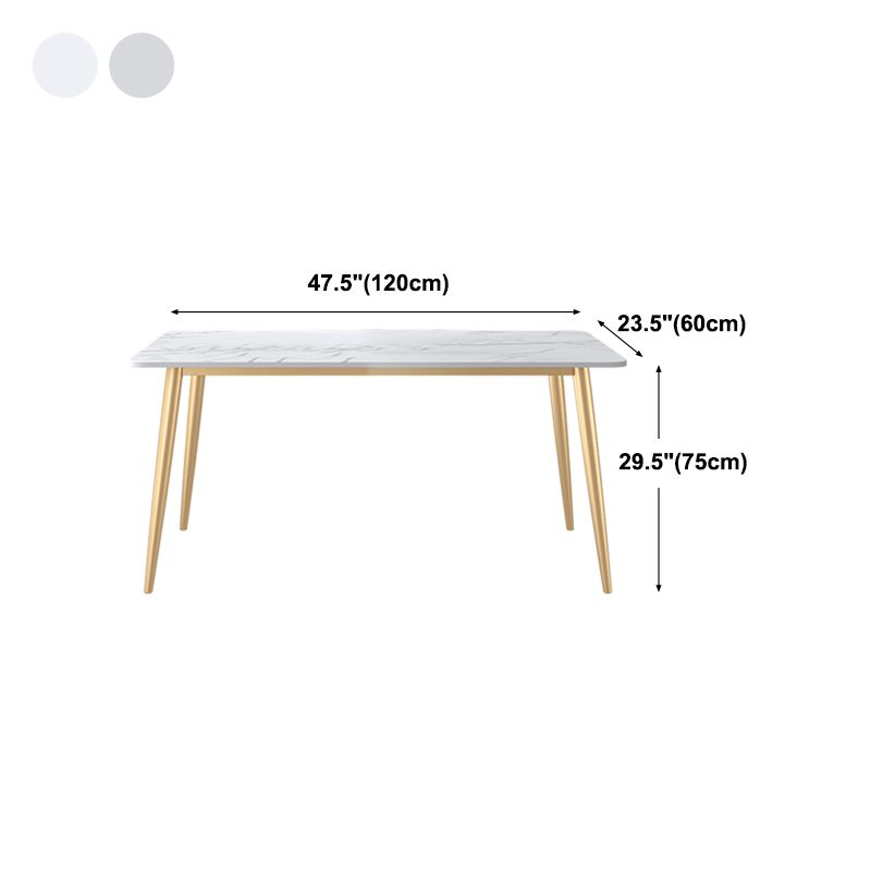 Traditional Luxury Dining Table White Stone Rectangle Dining Table for Home