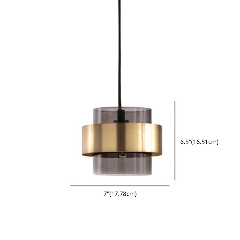 Cilindrisch glashangende lamp Modern Minimalisme 1 Lichte hanglamp met metalen ring