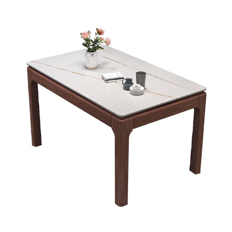 Mesa de comedor rectangular moderna de mediados de siglo, mesa de piedra sinterizada con base de 4 patas