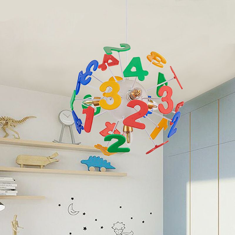 Kids Globe Ceiling Pendant 4 Lights Plastic Multi-Color Hanging Light for Nursing Room