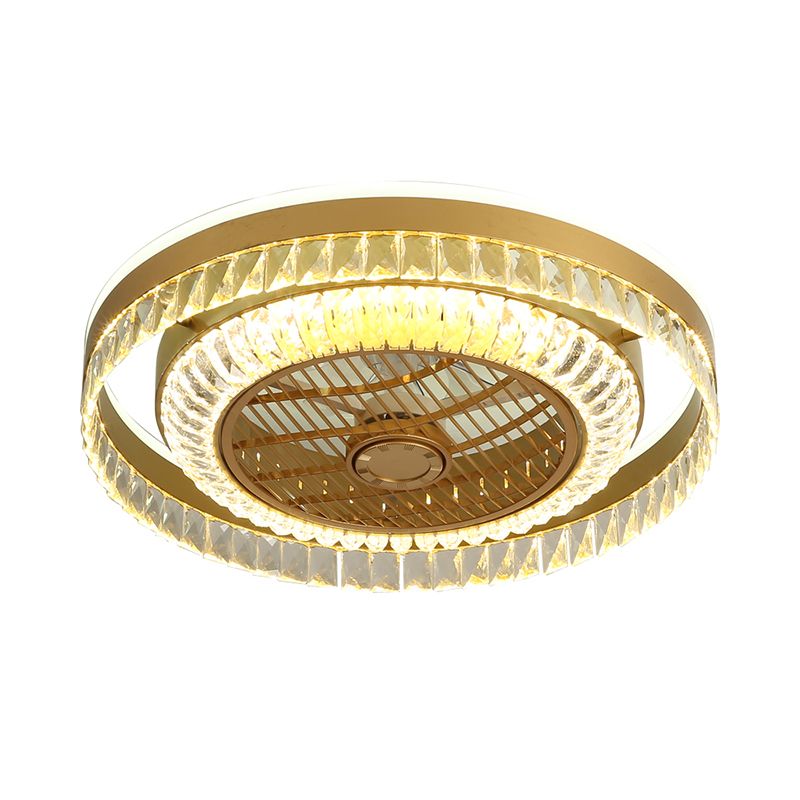 Lampada del soffitto del soffitto del soggiorno rotondo LED LED Modernist 4 lame semi -filo in oro, 23,5 "W