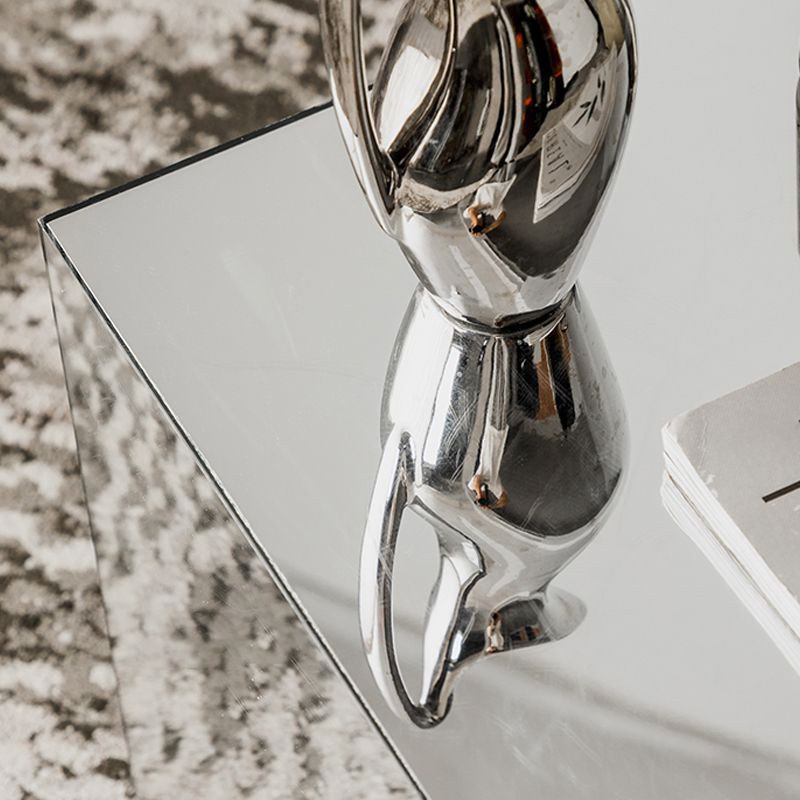 Square Plastic End Table Set Mirrored Block Side Table for Bedside