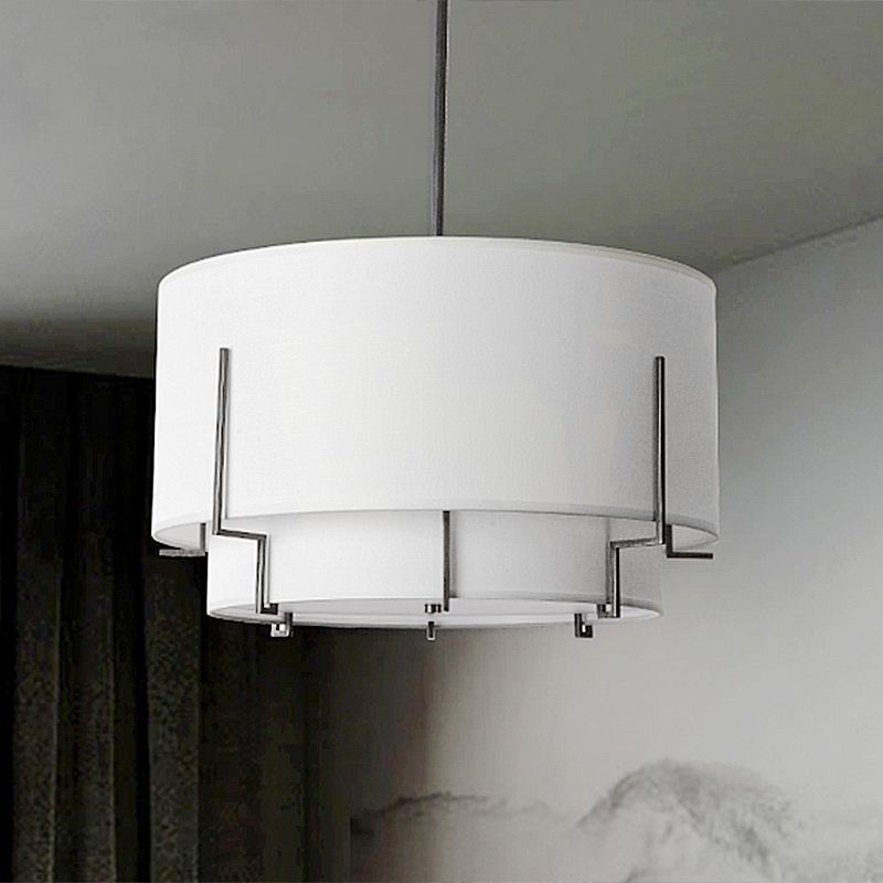 4-Light Modern Shaded Drum Chandelier Textile Ceiling Light