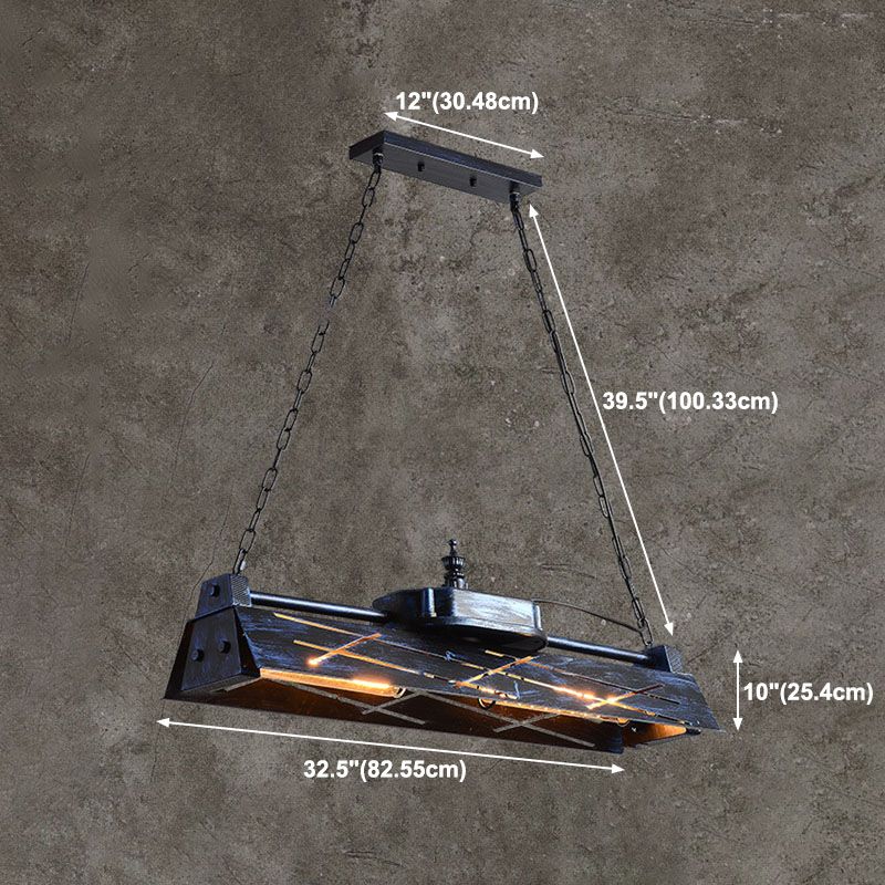 Industrial Steam Train Shaped Island Lamp 4-Bulb Wrought Iron Pendant Light