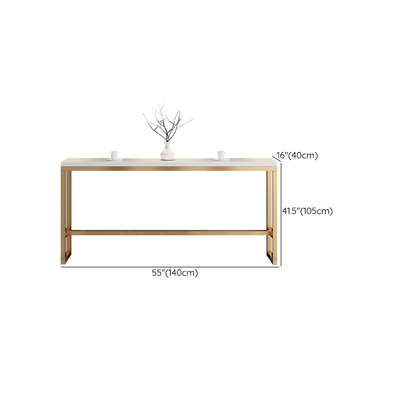 Glam Style Rectangle Bar Table Golden Base for Milk Tea Shop