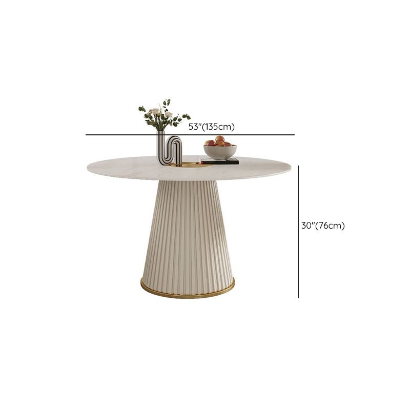 Round White Base Dining Table Modern Stone Table for Kitchen