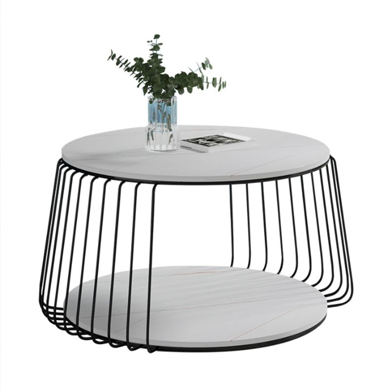 Glam Slate Geometric Coffee Table 17.7" H 1 Single Cocktail Table with Storage