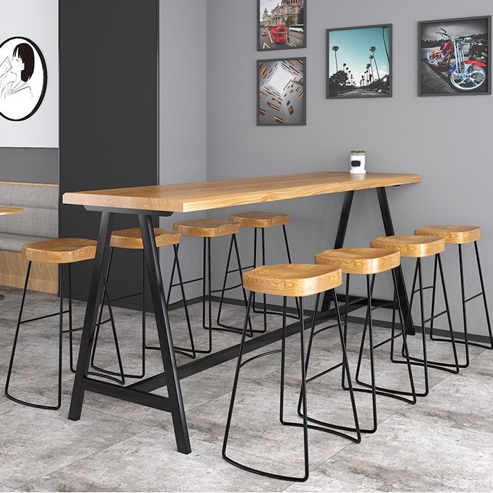 Luxurious Solid Wood Bar Table Set 1/4/5/9 Pieces Counter Table with Backless Stools