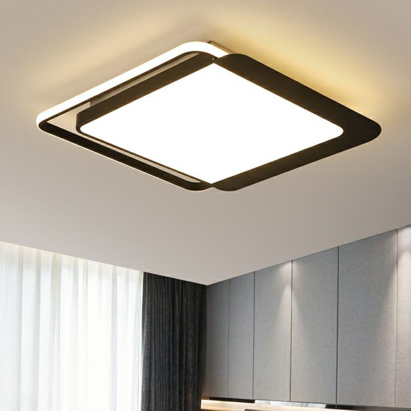 Minimalist Flush Mount Plafond Armatuur Zwart Vierkante Led Flush licht met acryl schaduw