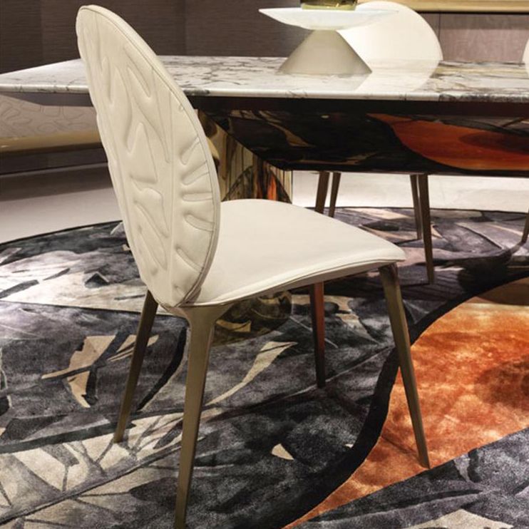 Sillas auxiliares de comedor para el hogar, sillas de comedor sin brazos con patas de metal (juego de 2)