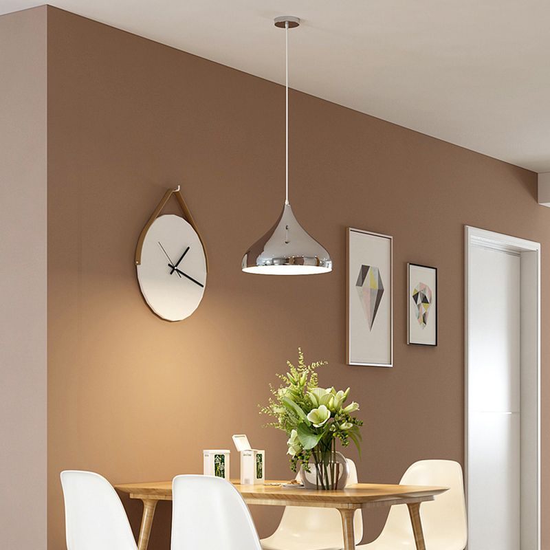 Sospensione geometrica in stile postmoderno Metal 1 Lampadina sala da pranzo a sospensione in argento