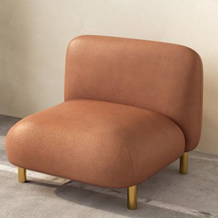 Modern Style Faux Leather Sofa Square Arm Tuxedo Living Room Sofa with Brass Legs