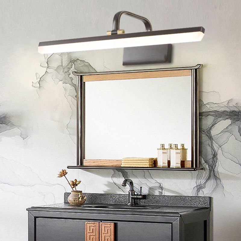 Linear Shade Metal Wall Sconce Modern Style 1 Light Mirror Wall Mounted Light in Black