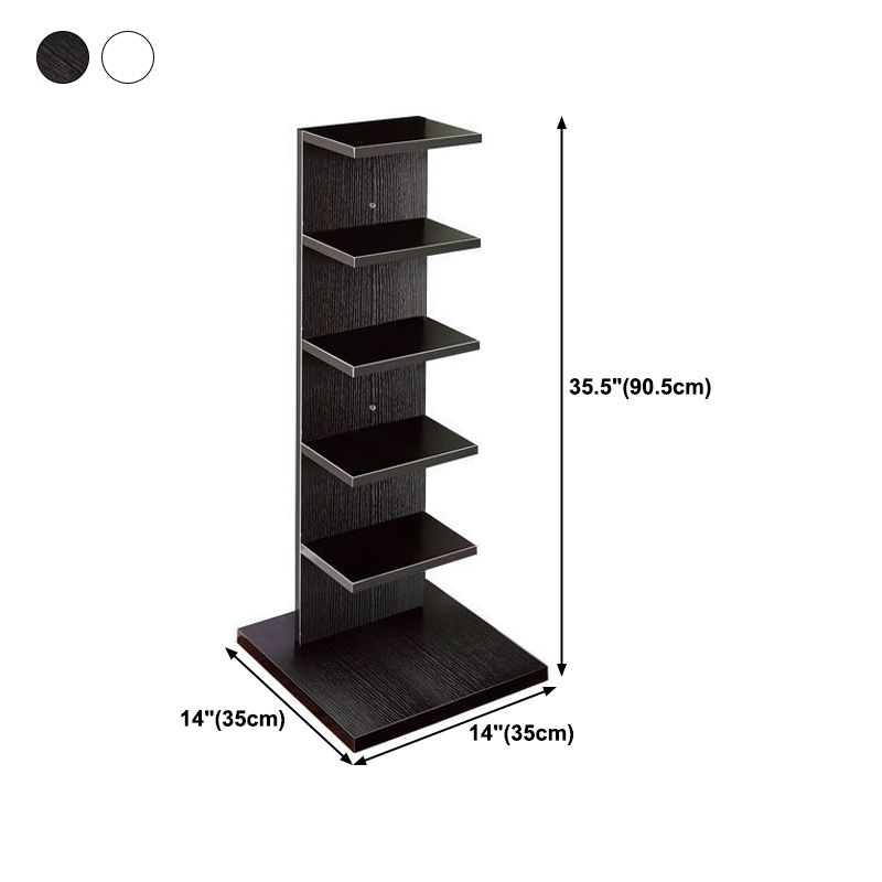 Contemporary 13.77" Wide Bookshelf Wood Geometric Shelf Bookcase
