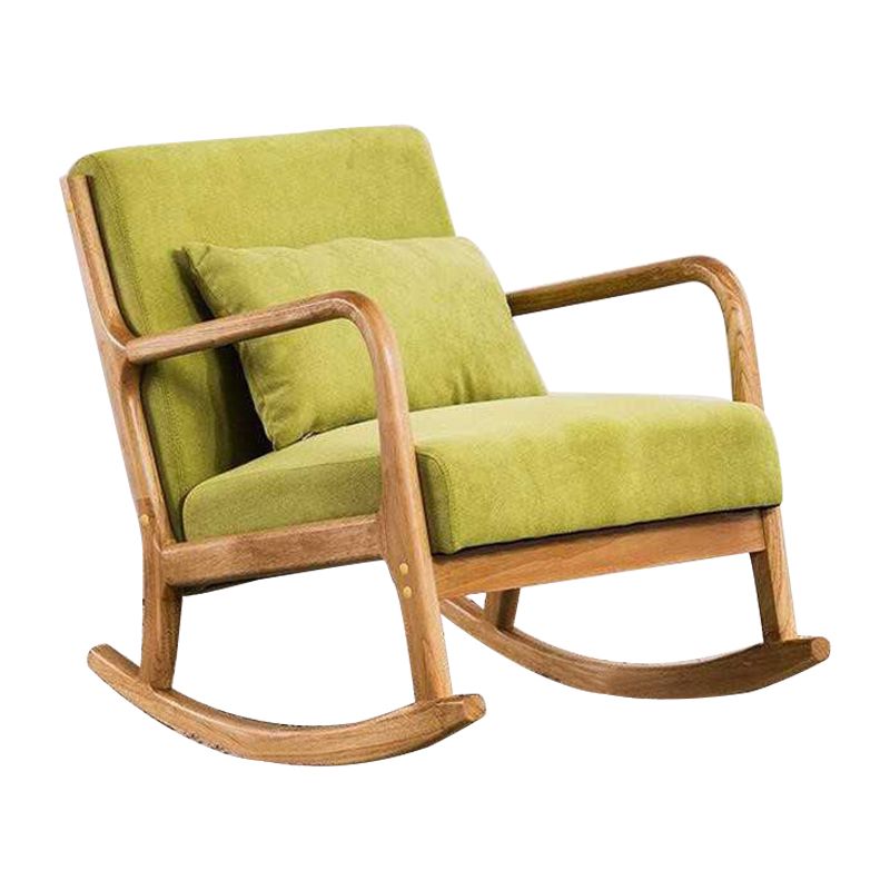 Cotton Linen Rocking Chair Plain Modern Removable Cushions Rocking Chair with Wood Frame