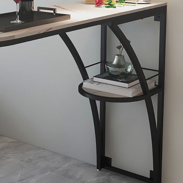 Modern White Marble Bar Table with Specialty Table Top Black Pedestal Table - 42" H