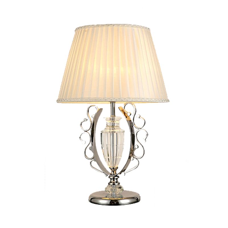 Modern Urn-Shaped Reading Light Hand-Cut Crystal 1 Head Night Table Lamp in Chrome