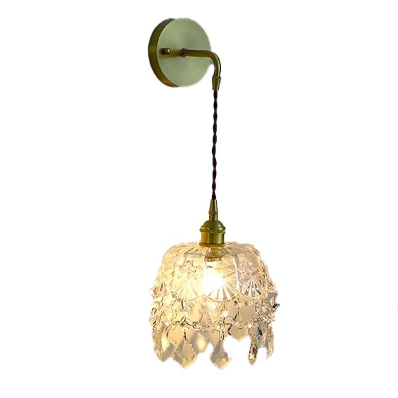 Crystal Modern Wall Sconce Flower Shape Vanity Lamp with Glass Shade for Living Room