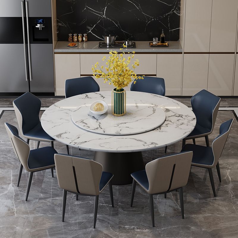 Round Pedestal Dining Site Table Contemporary Dinner Table with Turntable