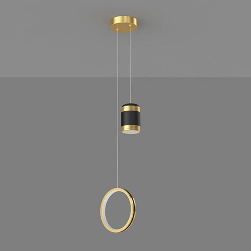 Metal Geometric Pendant Light Modern 2 Lights LED Hanging Pendant for Living Room