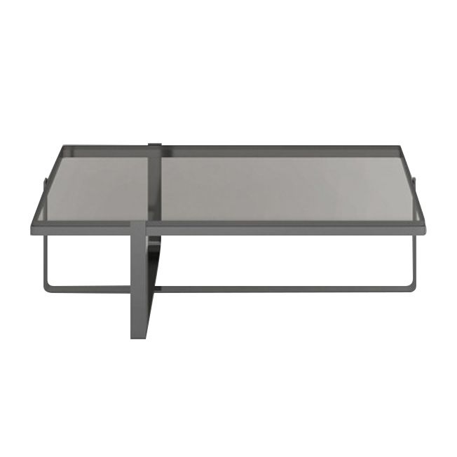 Contemporary Rectangle Glass Top Cocktail Table with Cross Base