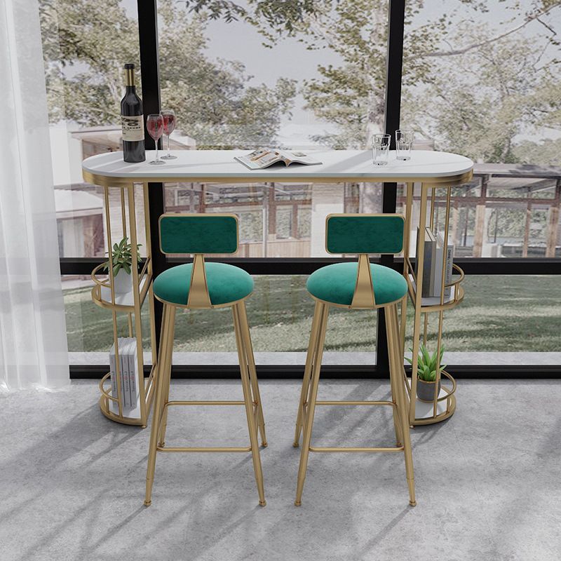 Industrial Metal Barstool Faux Leather Fabric Counter Stool with Gold Legs