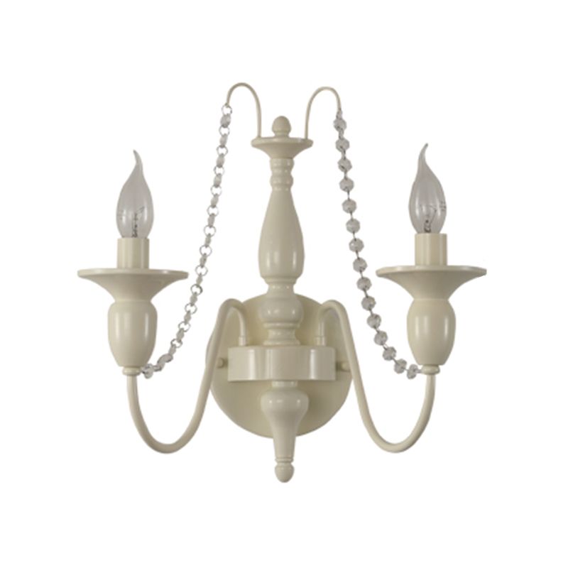 Candle Shape Crystal Wall Sconces Modern 1/2-Light Wall Mount Light Fixture in White