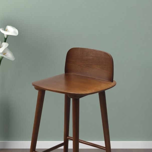 Contemporary Low Back Bar Stool Rubberwood Bar Stool for Indoor