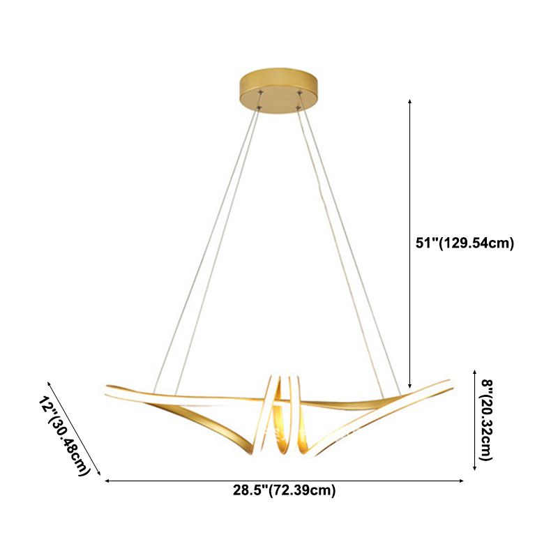 Acrylgold -LED -LED Hängende Lampe im modernen Einfachheit Eisen linearer Kronleuchter für Esszimmer