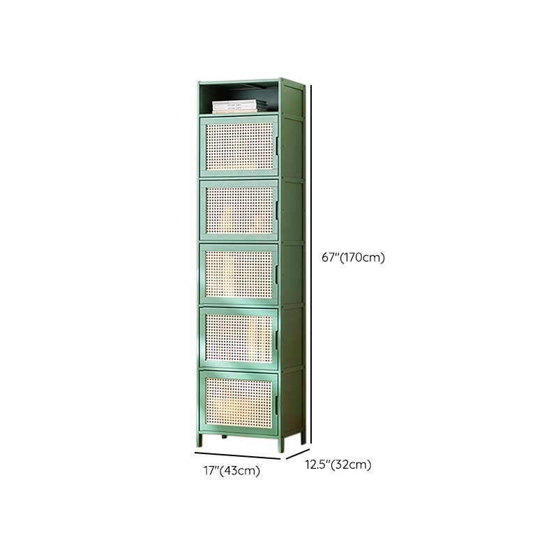 Contemporary Green Wood Accent Cabinet Rectangle Grooves Accent Cabinet