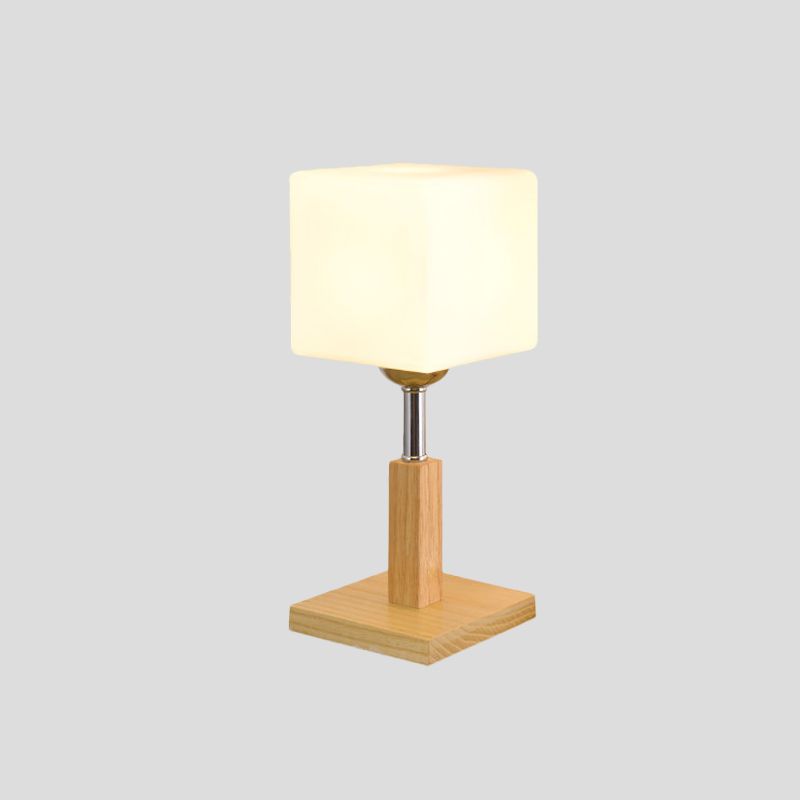 Globe/Zylinder/quadratische Nachttischlicht modernistisch gefrostetes Glas 1 helle Holz Nachtlampe für Bett