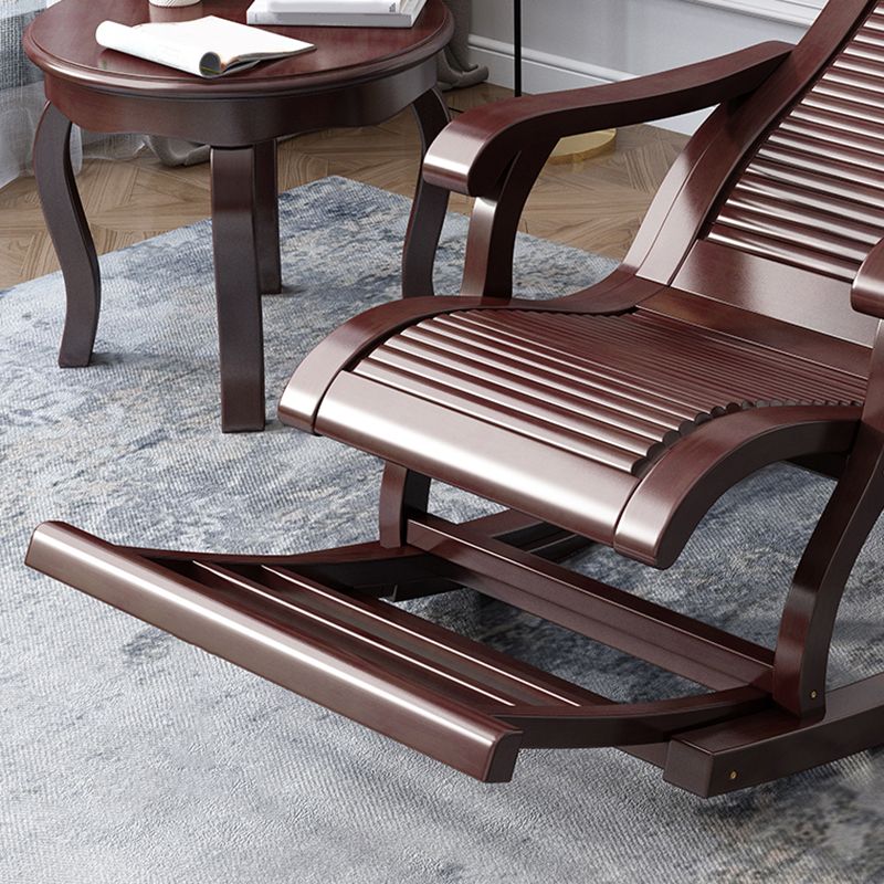 Traditional Rocking Chair Rubber Wood Trapezoidal Back Solid Color Indoor Rocking Chair