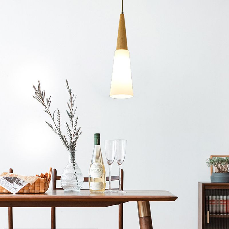 Weißes Glas und Holz anheizt leichte moderne einfache Decke Anhänger Licht für Esszimmer